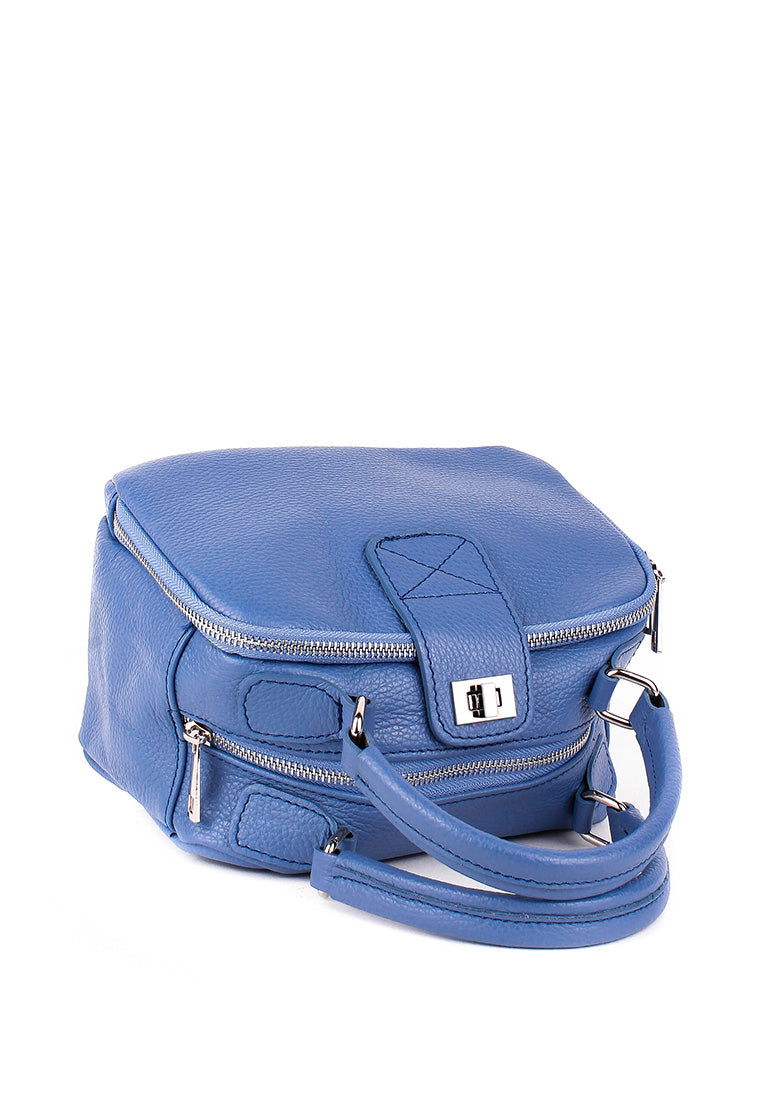 Bolso de mano de piel italiana Azul 3635-07-32