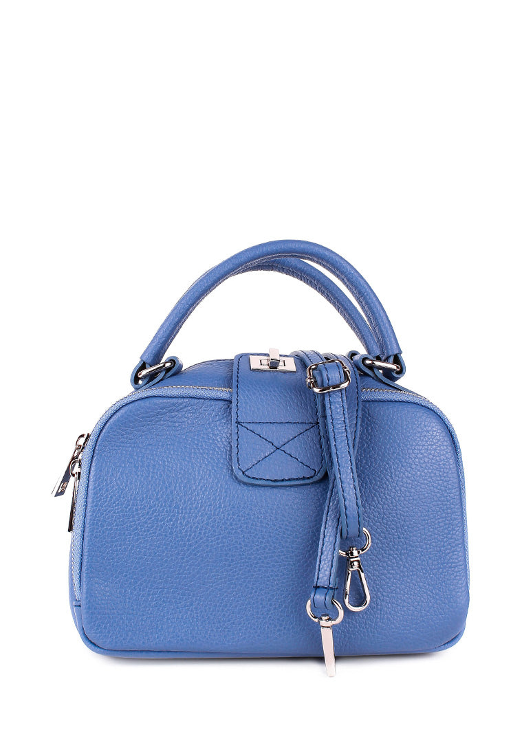 Bolso de mano de piel italiana Azul 3635-07-32