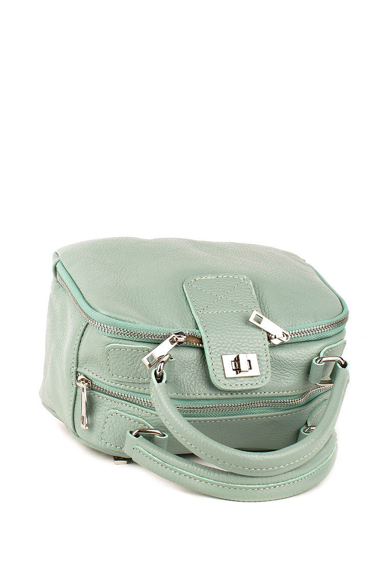 Bolso de mano de piel italiana Verde 3635-81-32