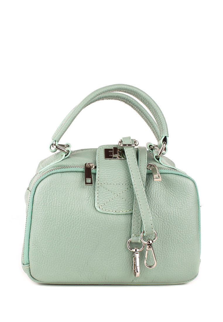 Bolso de mano de piel italiana Verde 3635-81-32