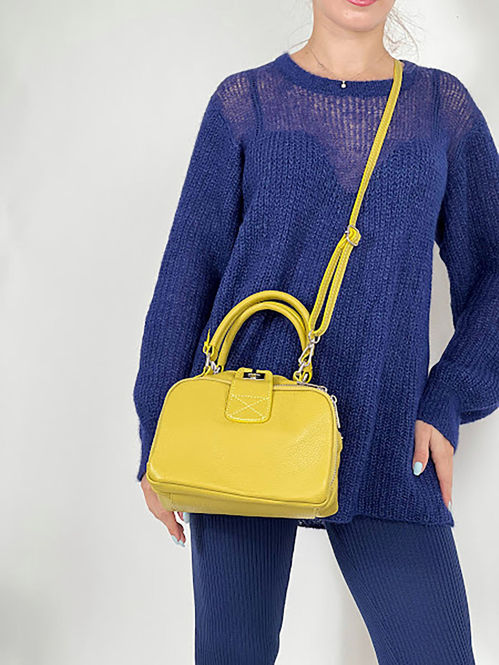 Bolso de mano de piel italiana Amarillo 3635-55-32