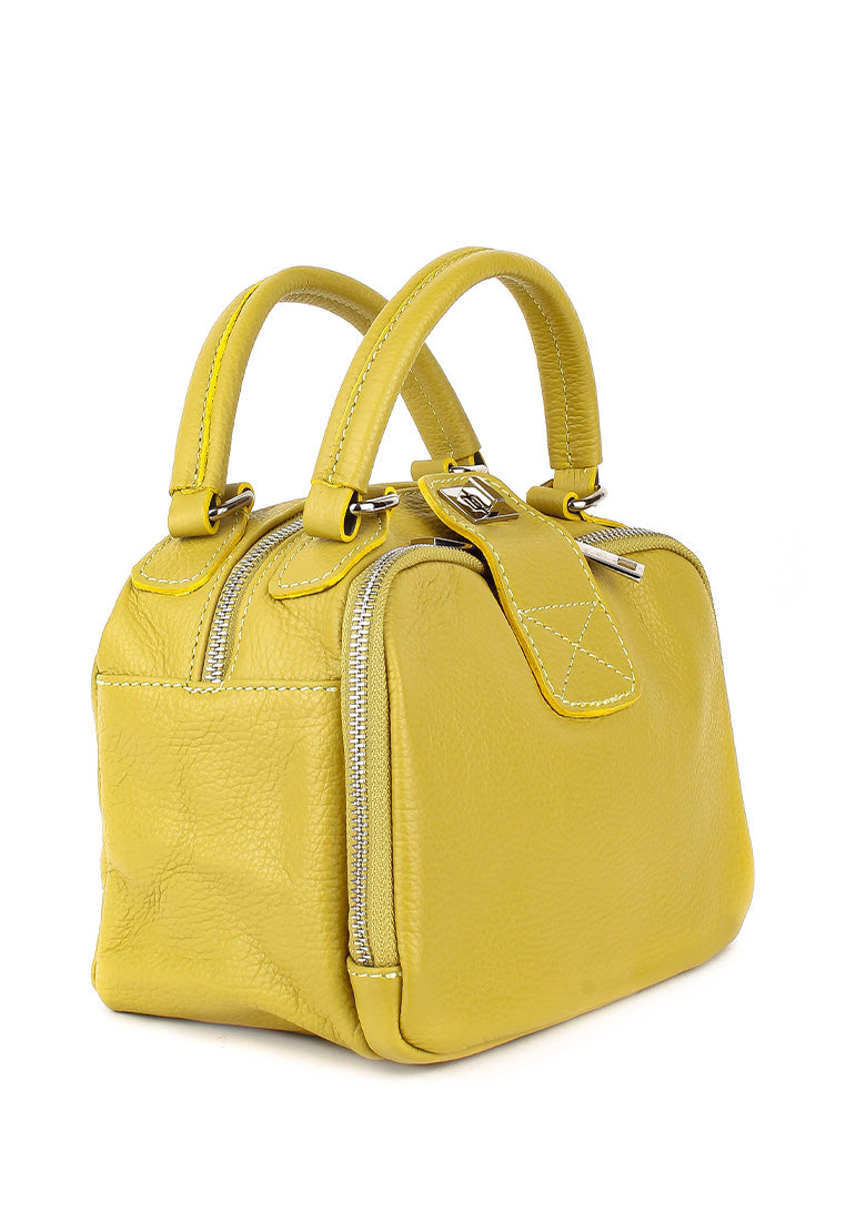 Bolso de mano de piel italiana Amarillo 3635-55-32