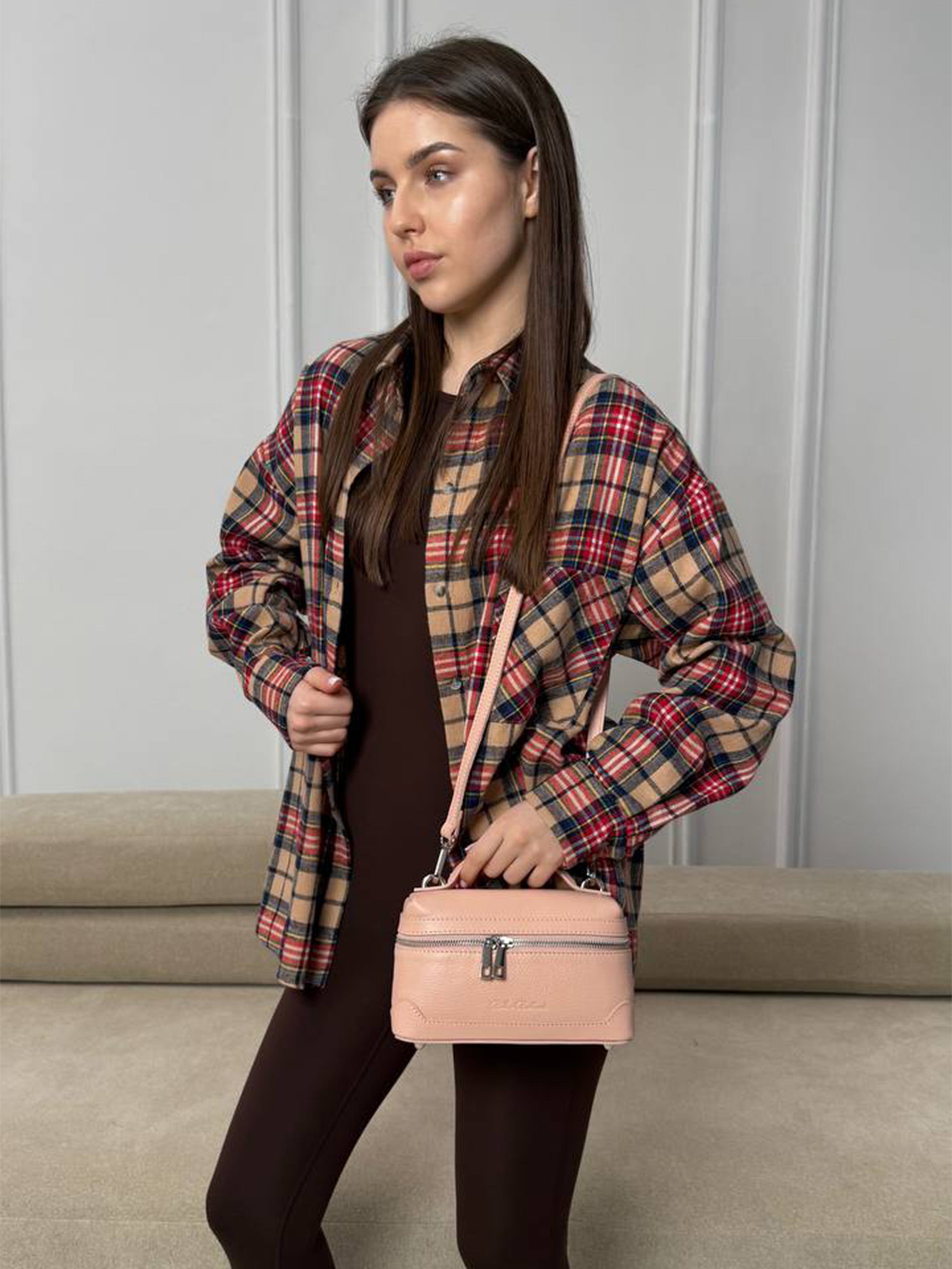 Bandolera de piel italiana Polvoriento 6344-09-32