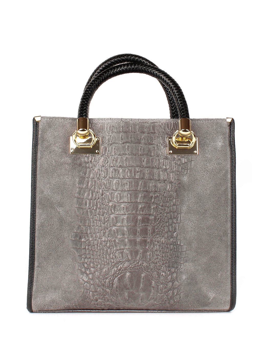 Bolso Tote de piel italiana Gris 8560-27-36