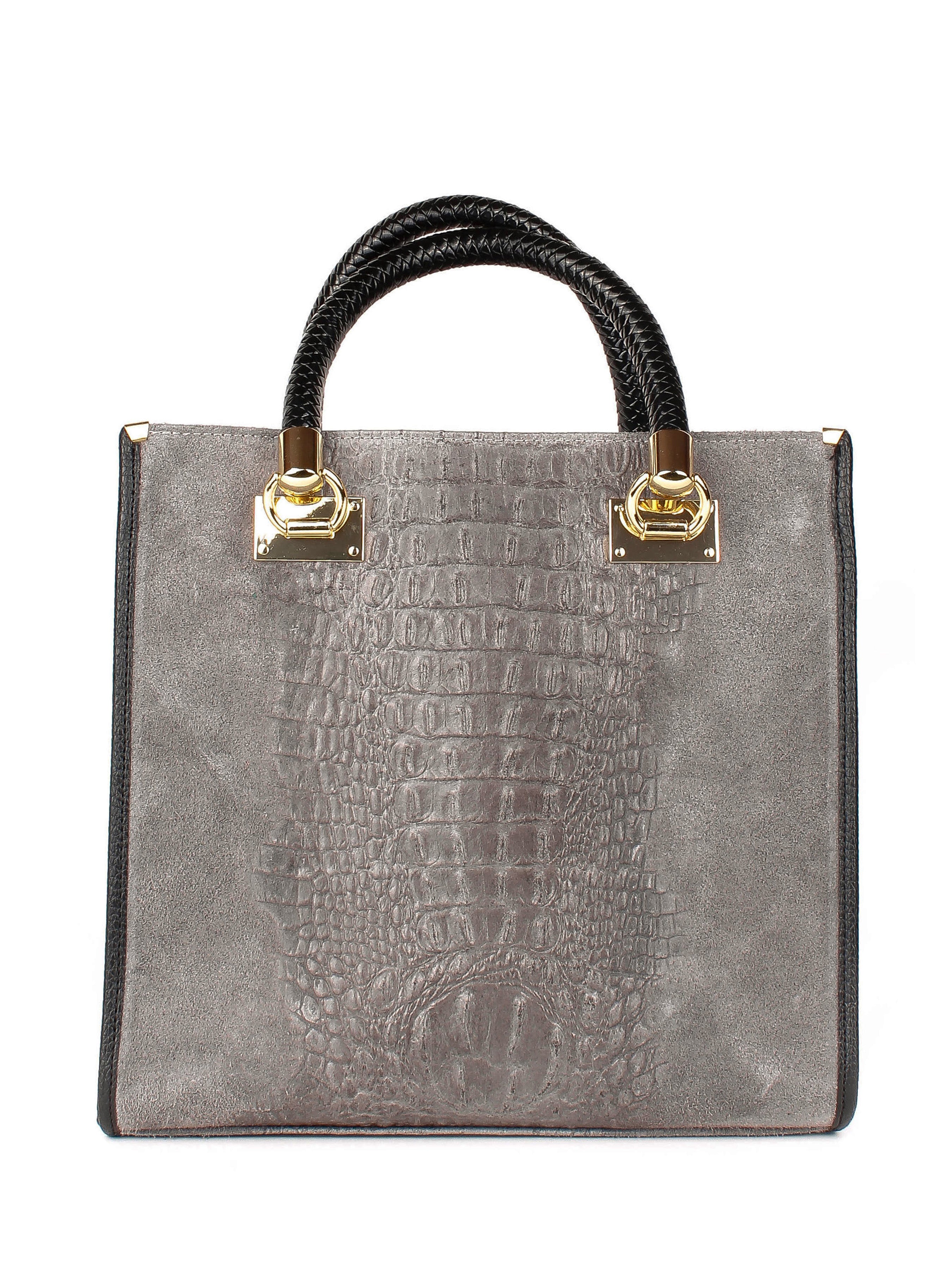 Bolso Tote de piel italiana Gris 8560-27-36