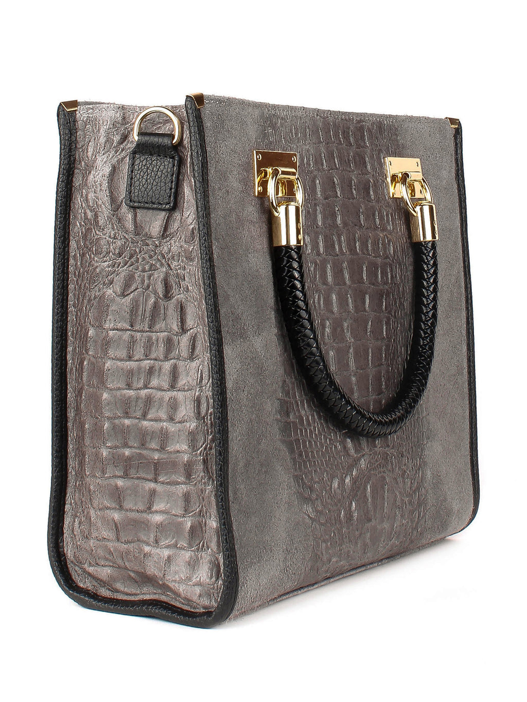 Bolso Tote de piel italiana Gris 8560-27-36