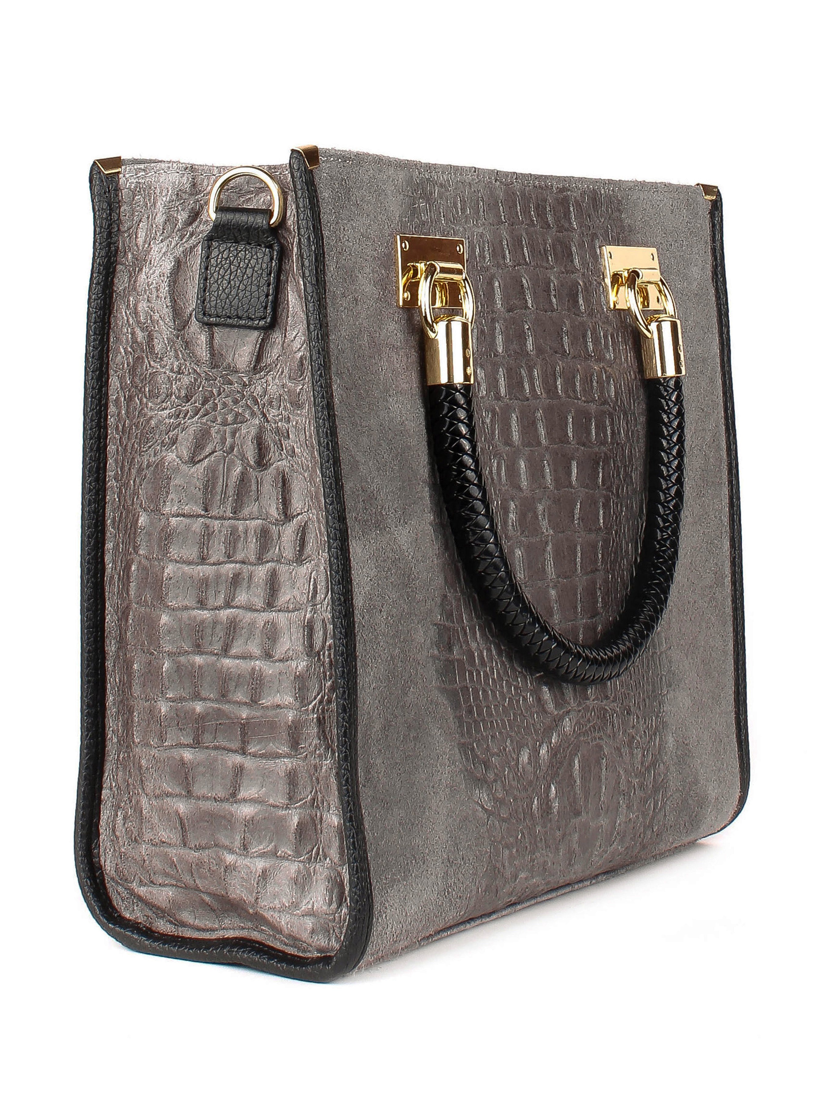 Bolso Tote de piel italiana Gris 8560-27-36