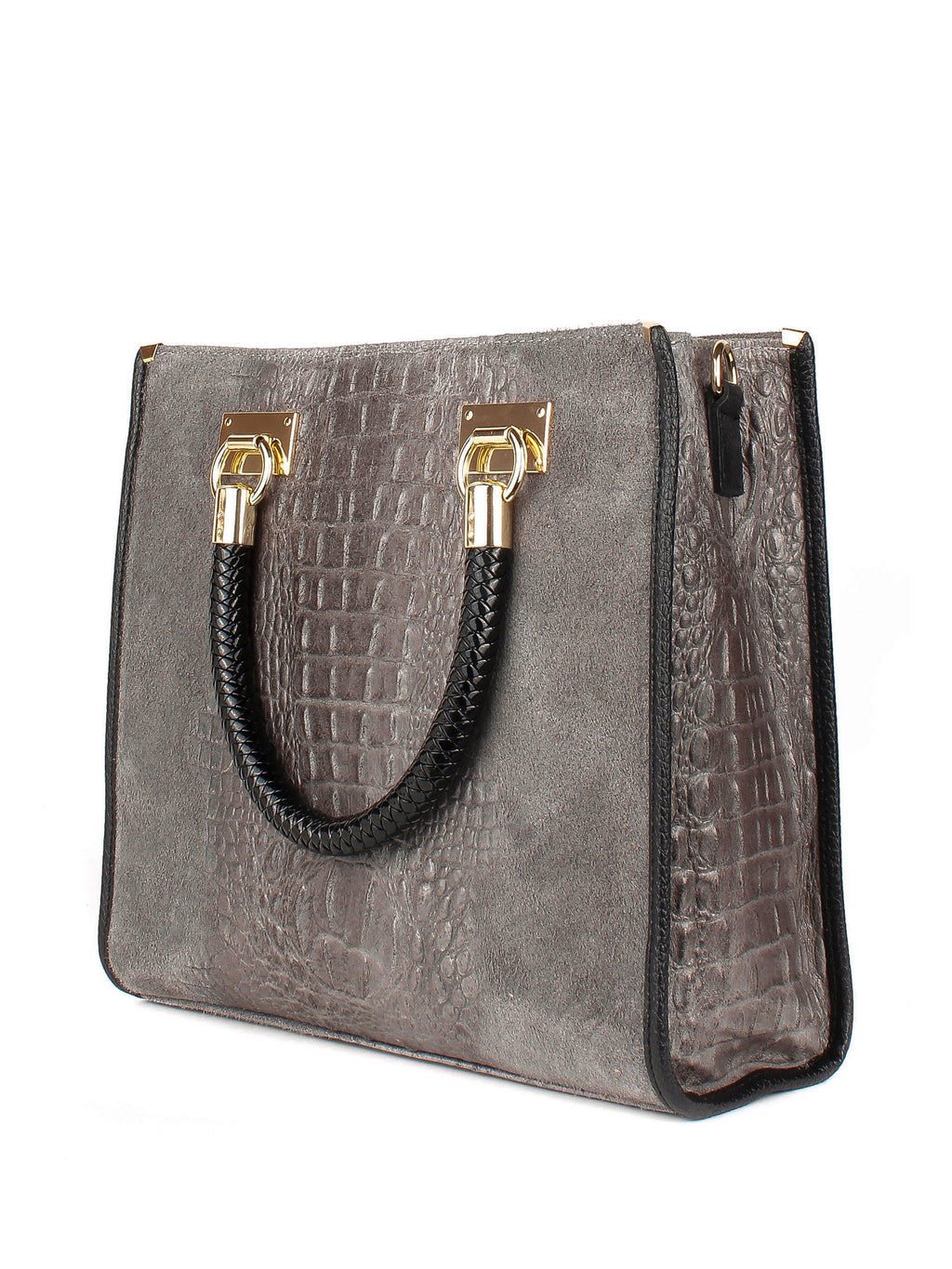 Bolso Tote de piel italiana Gris 8560-27-36