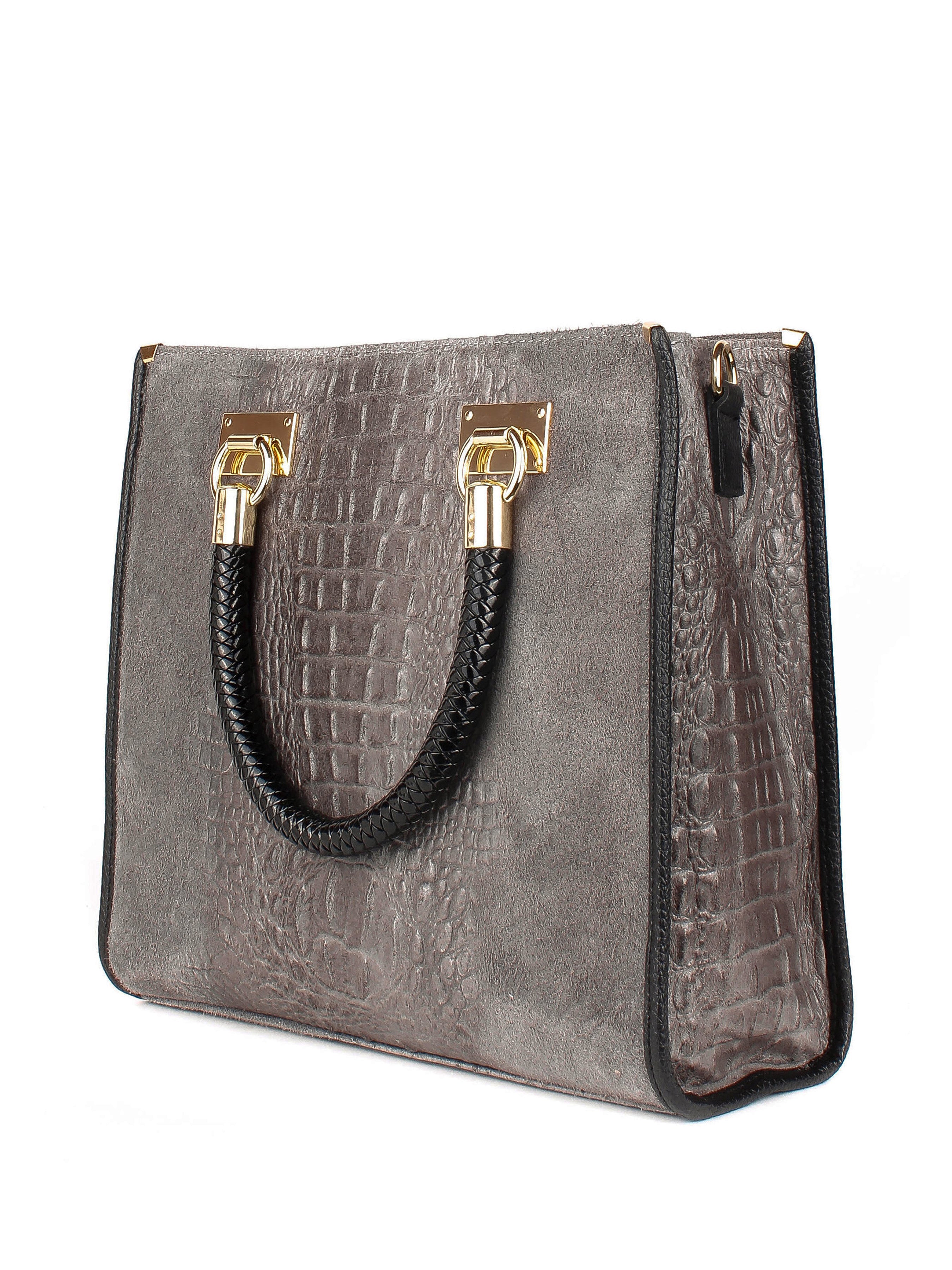 Bolso Tote de piel italiana Gris 8560-27-36