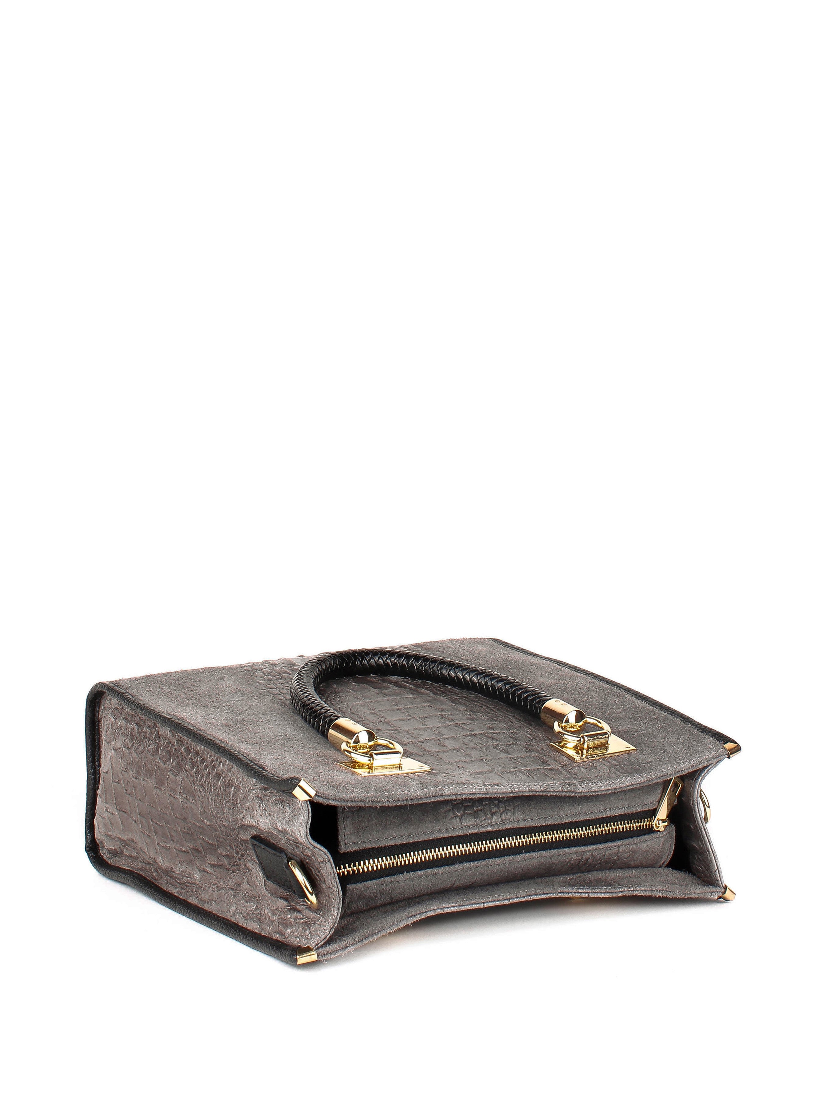 Bolso Tote de piel italiana Gris 8560-27-36