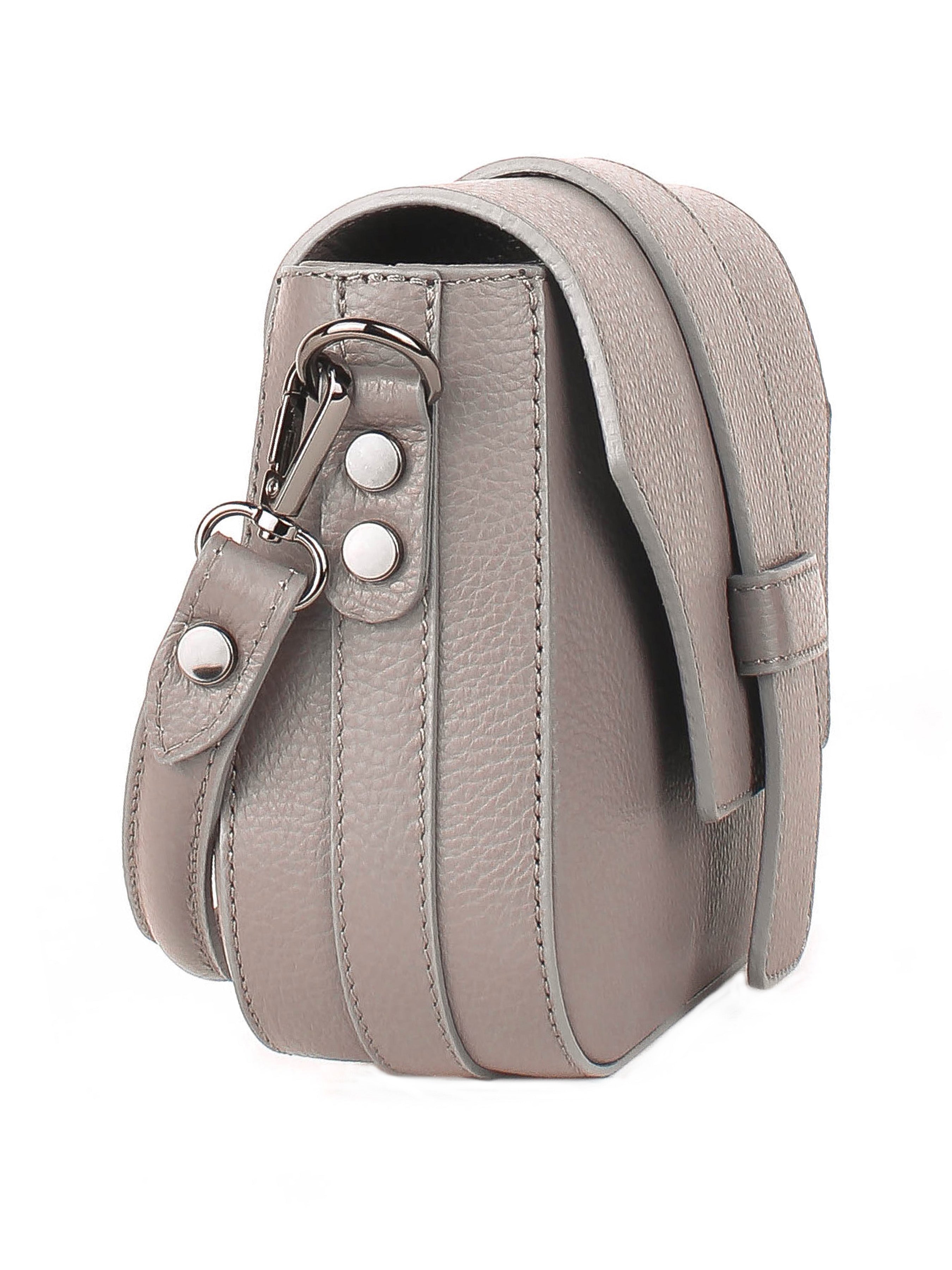 Bandolera de piel italiana Gris, Beige 3080-98-32
