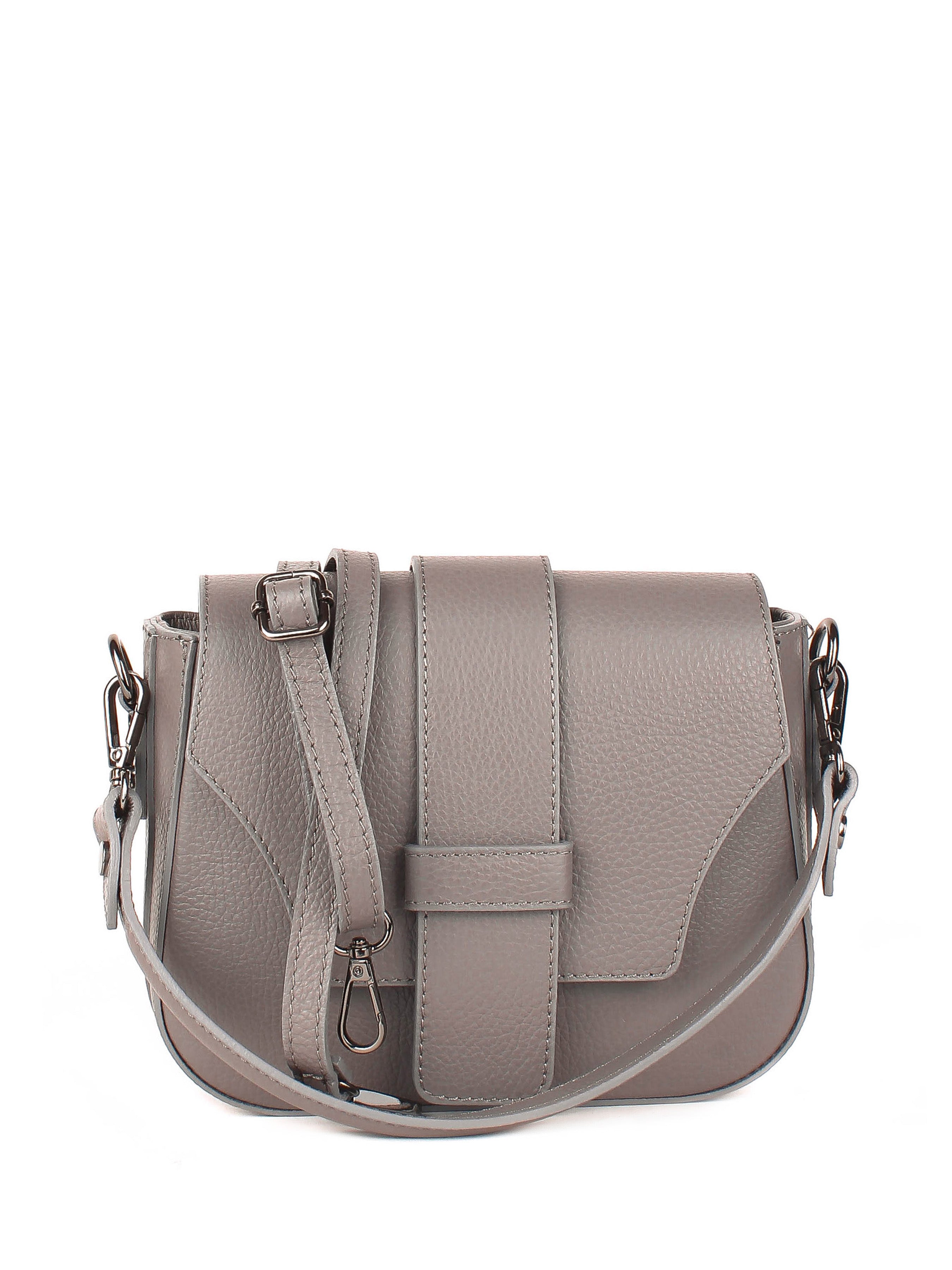 Bandolera de piel italiana Gris, Beige 3080-98-32