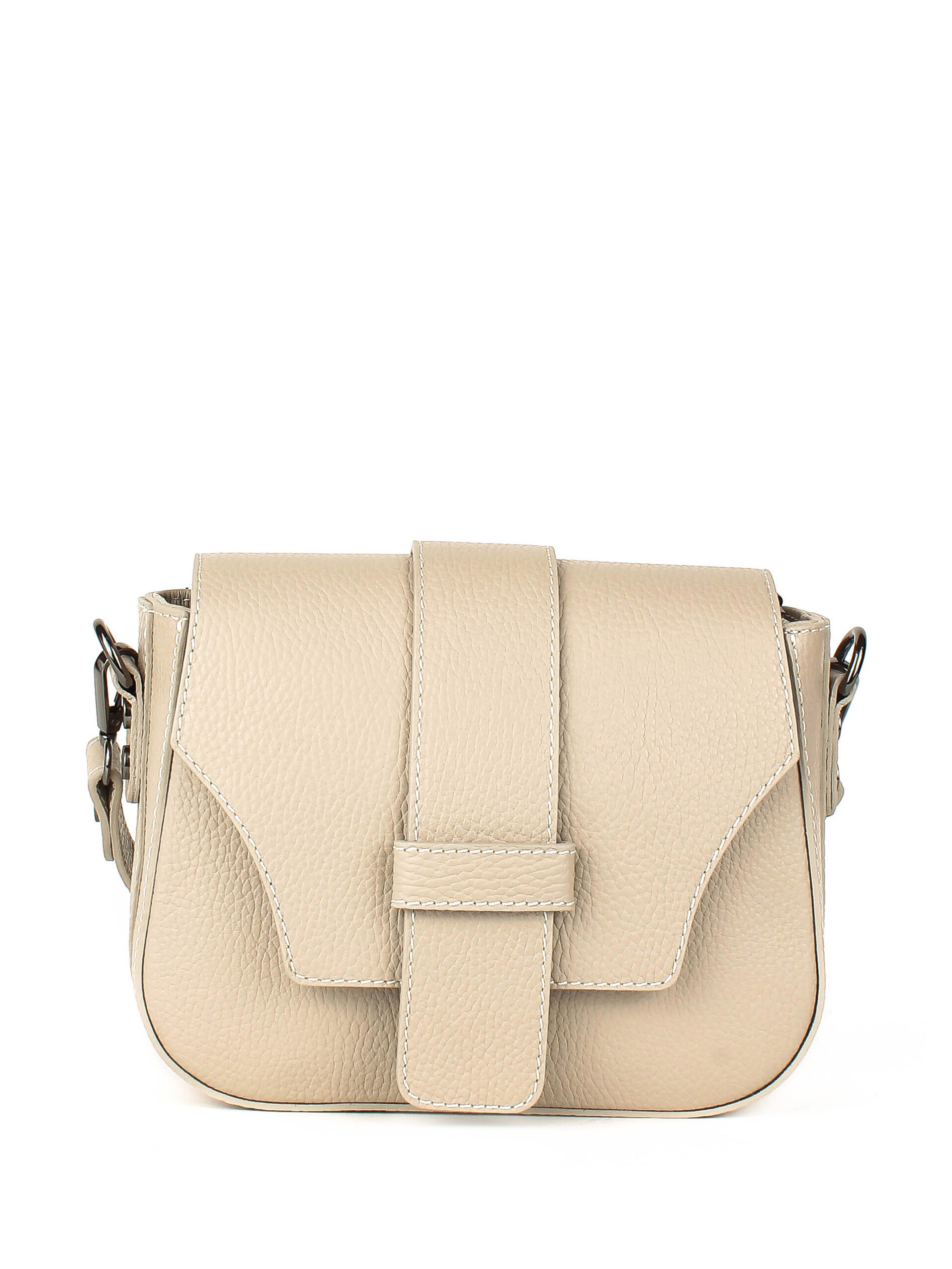Bandolera de piel italiana Beige 3080-11-32