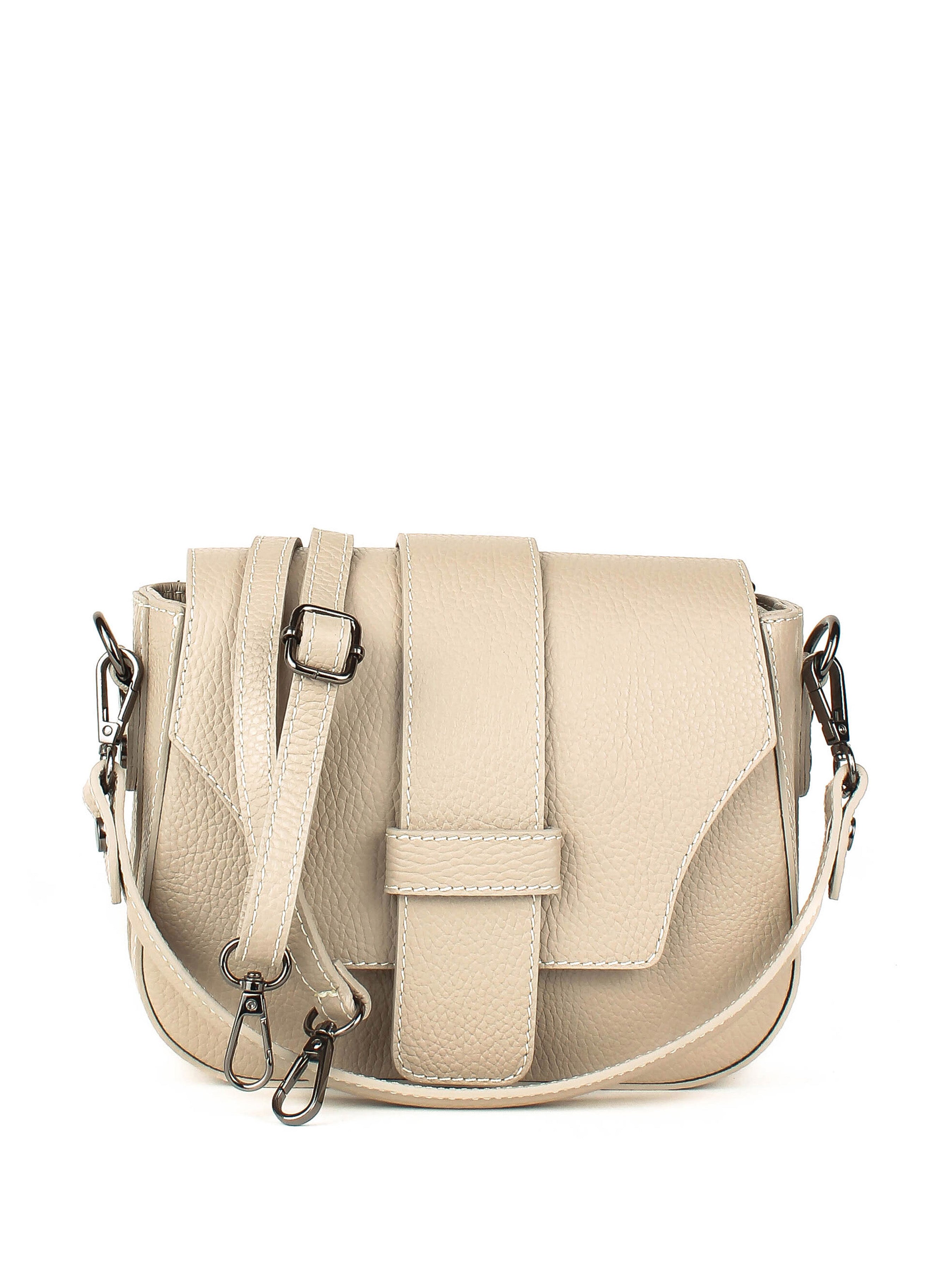 Bandolera de piel italiana Beige 3080-11-32