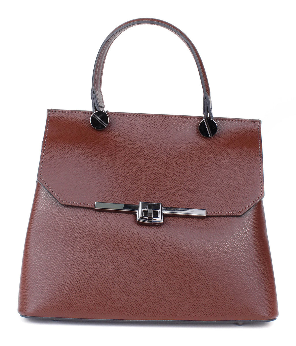 Bolso de mano de piel italiana Marrón 3642-06-33