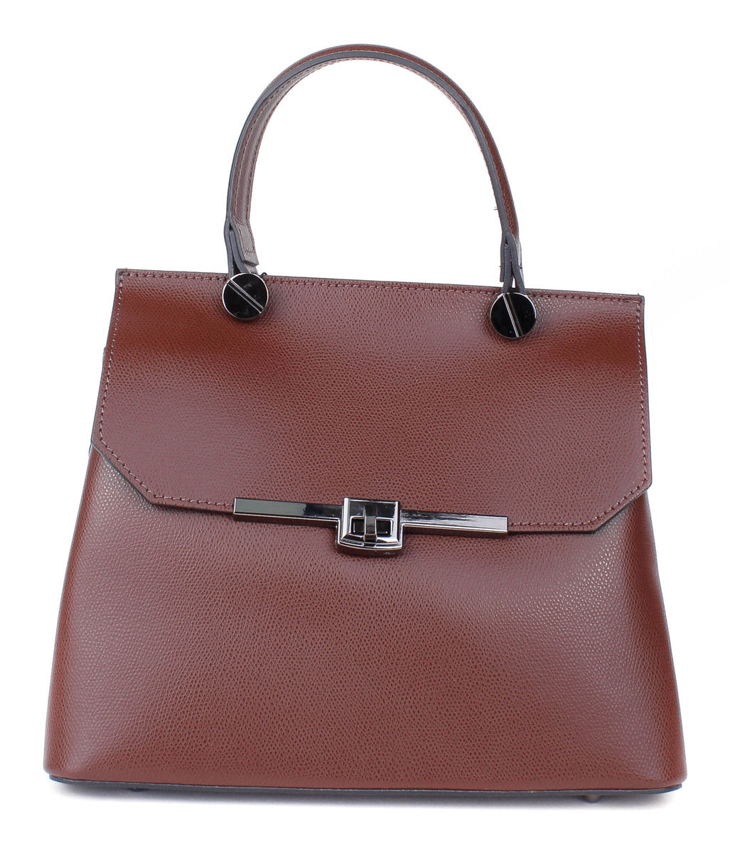 Bolso de mano de piel italiana Alto Marrón