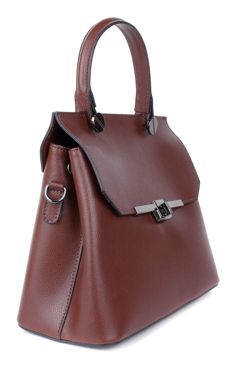 Bolso de mano de piel italiana Alto Marrón