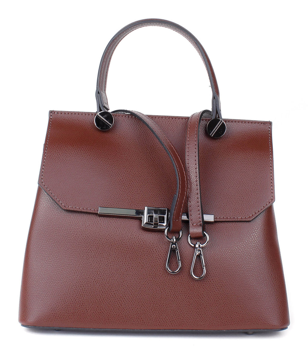Bolso de mano de piel italiana Alto Marrón