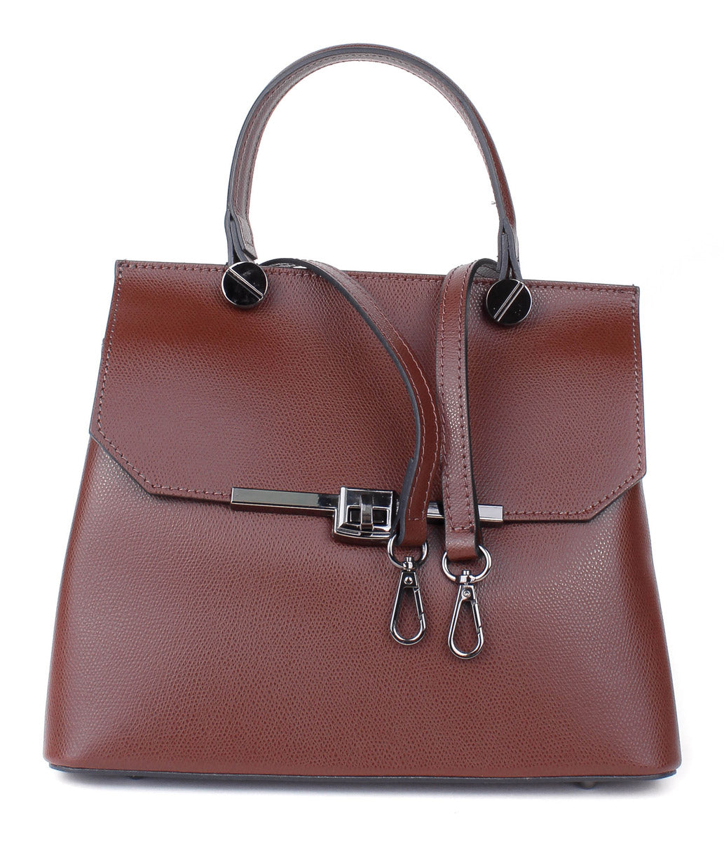 Bolso de mano de piel italiana Alto Marrón