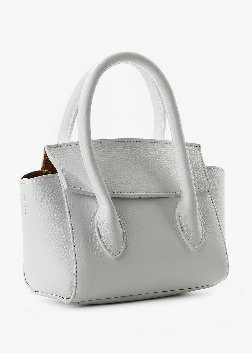 Bolso de mano de piel italiana Blanco 3458-16-32