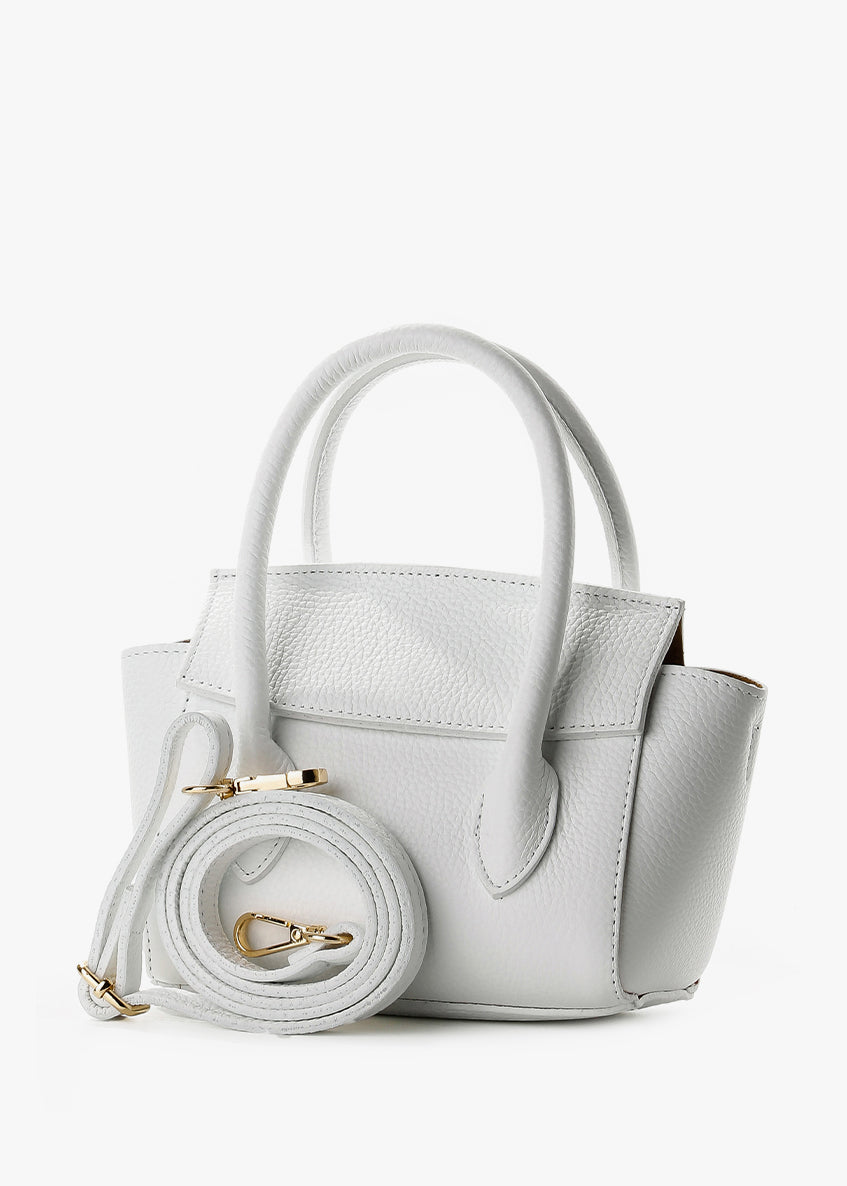 Bolso de mano de piel italiana Blanco 3458-16-32