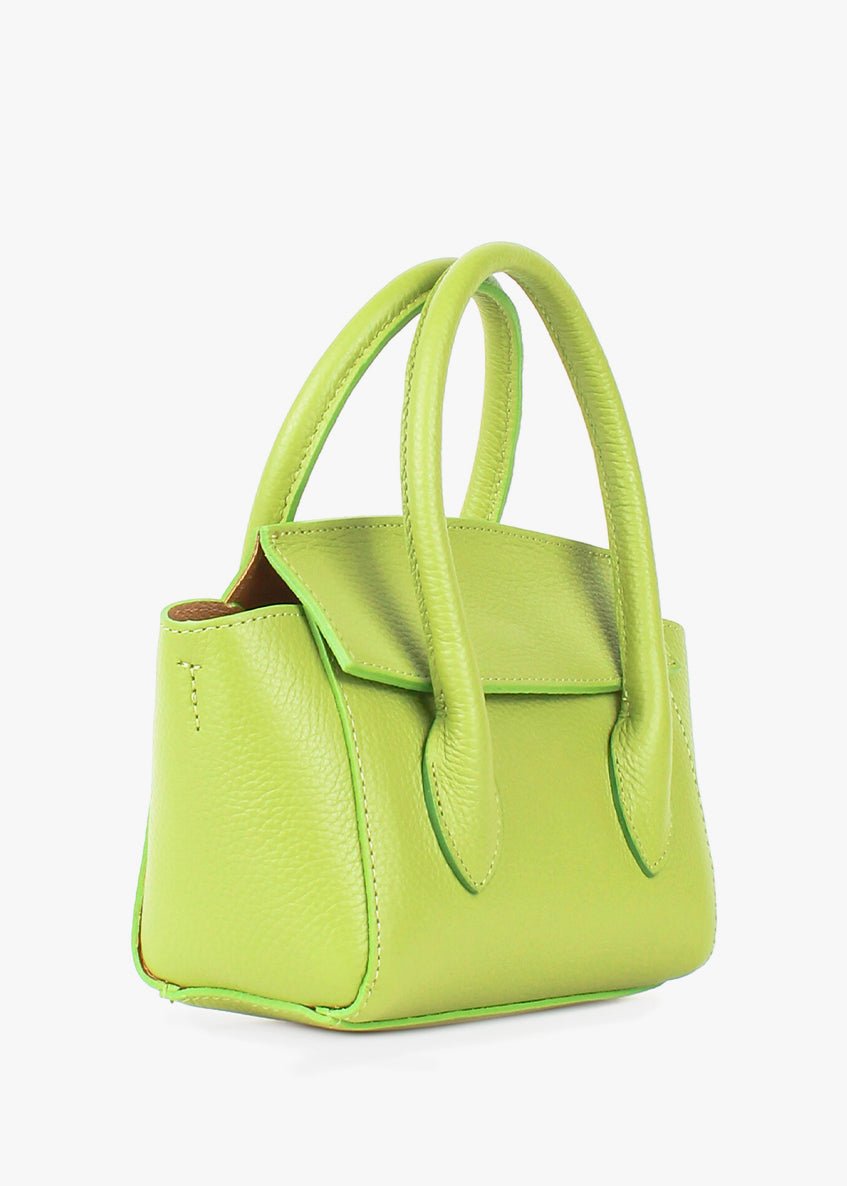 Bolso de mano de piel italiana Verde 3458-72-32