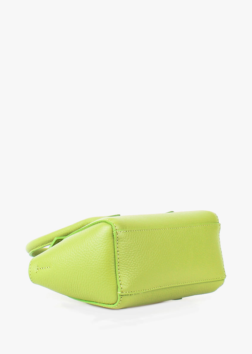Bolso de mano de piel italiana Verde 3458-72-32