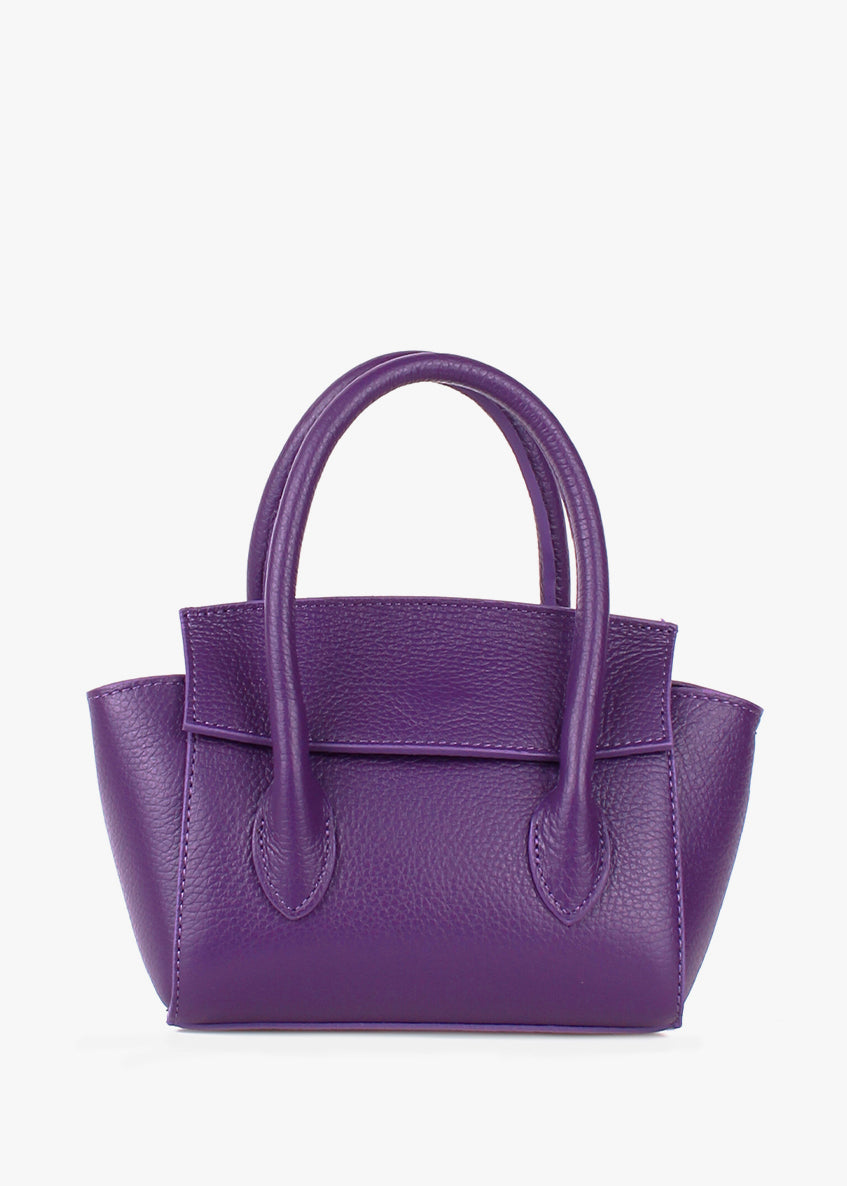 Bolso de mano de piel italiana Morado 3458-14-32