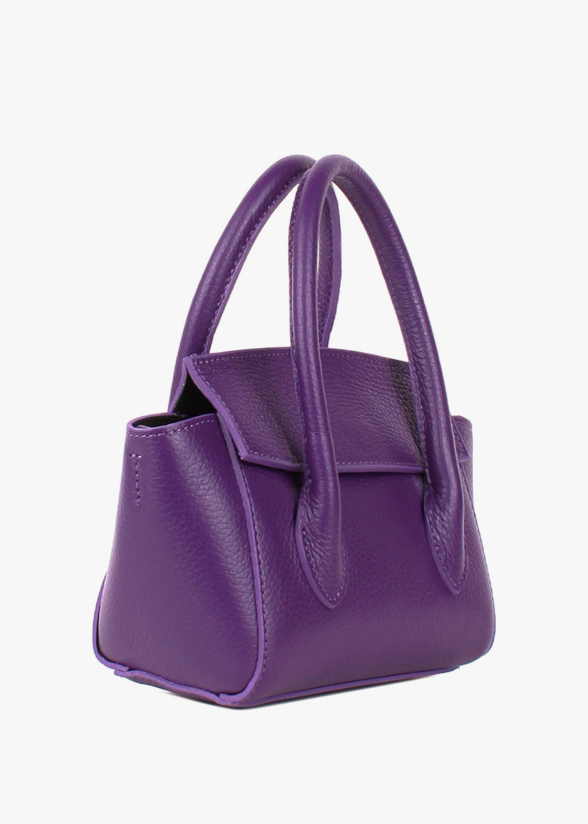 Bolso de mano de piel italiana Morado 3458-14-32