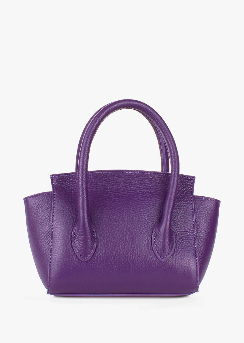 Bolso de mano de piel italiana Morado 3458-14-32
