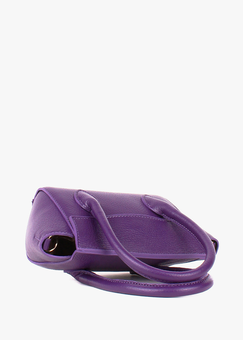 Bolso de mano de piel italiana Morado 3458-14-32
