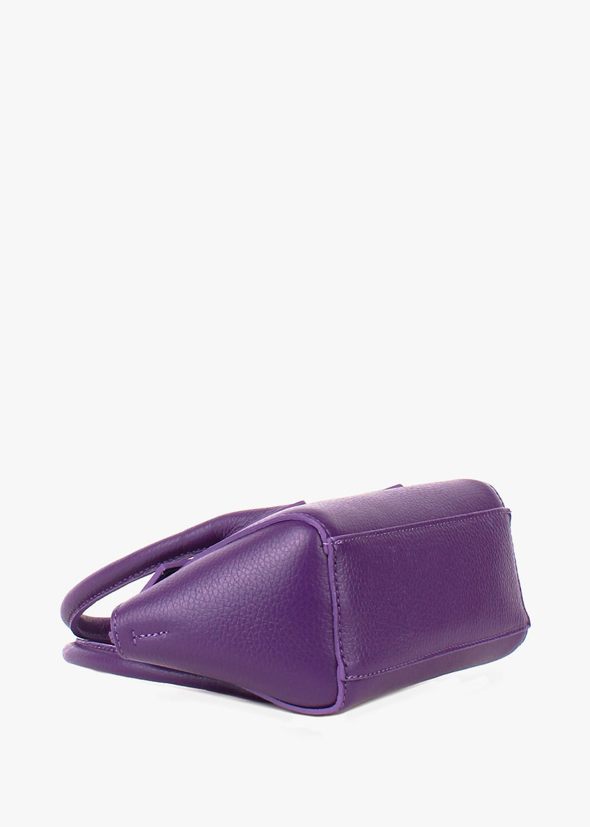 Bolso de mano de piel italiana Morado 3458-14-32