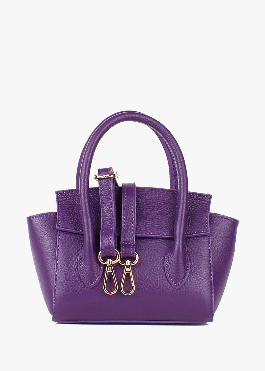 Bolso de mano de piel italiana Morado 3458-14-32