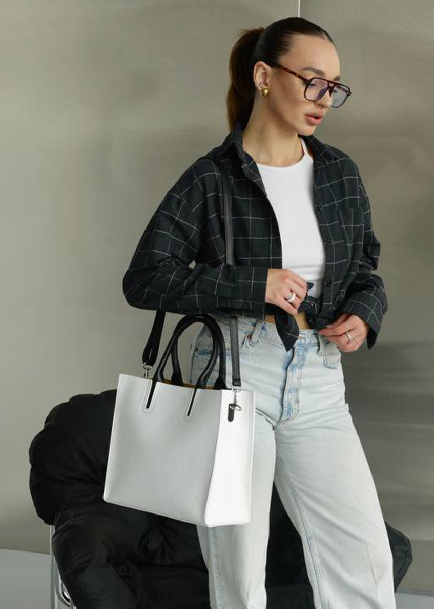 Bolso Tote de piel italiana Blanco 2755-16-32