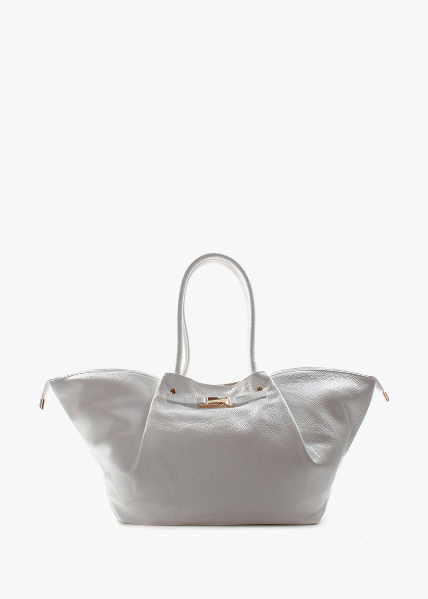 Bolso de hombro de piel italiana Blanco 7366-16-32