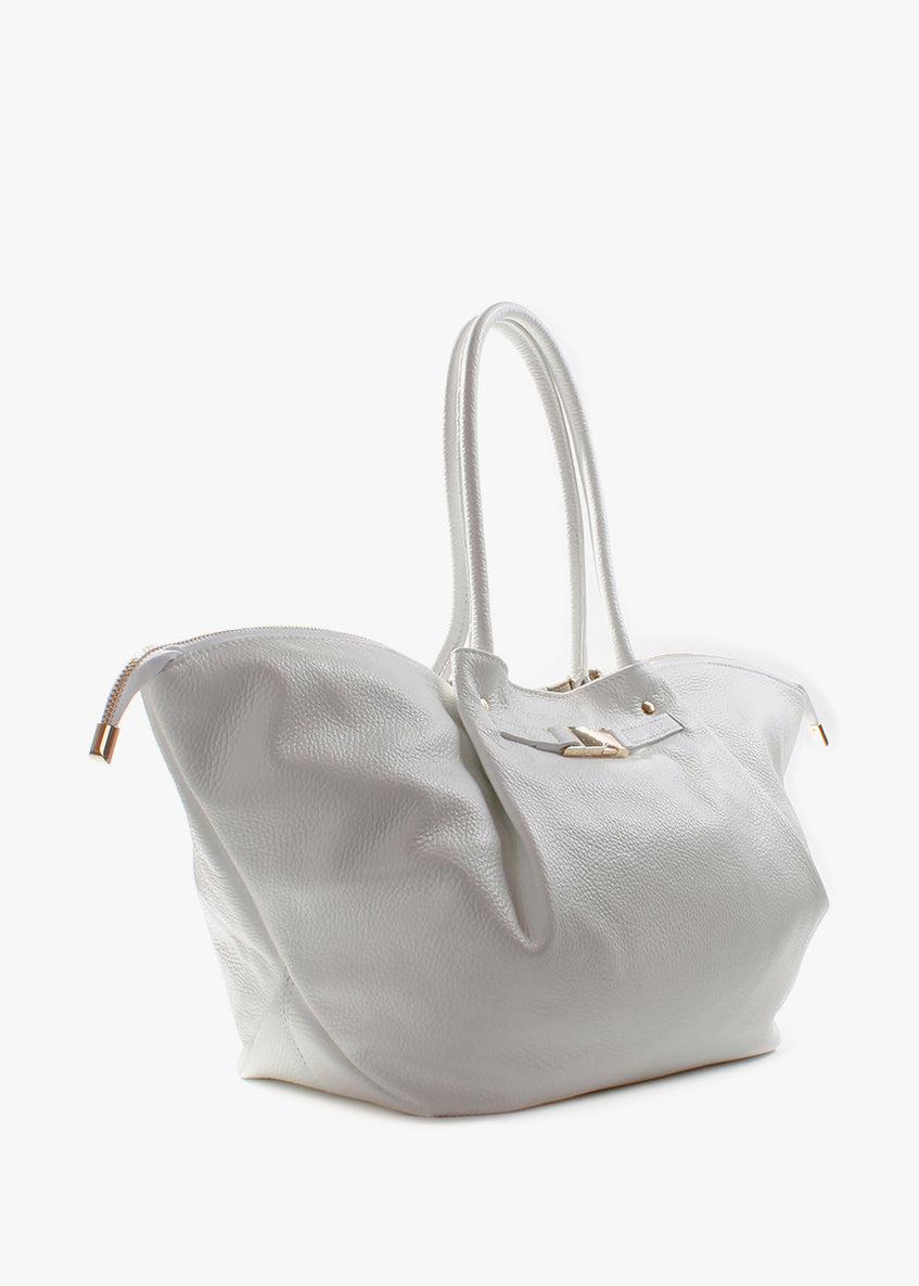 Bolso de hombro de piel italiana Blanco 7366-16-32