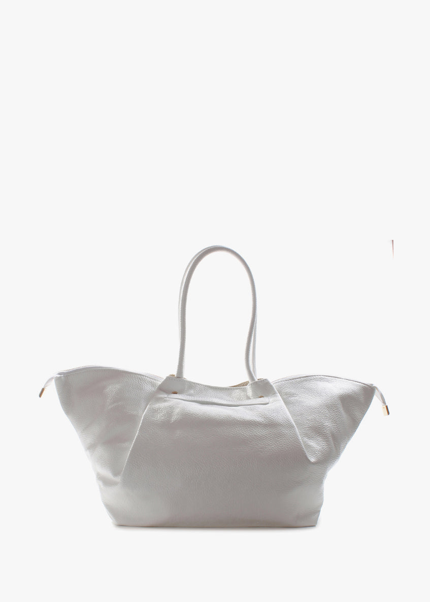 Bolso de hombro de piel italiana Blanco 7366-16-32