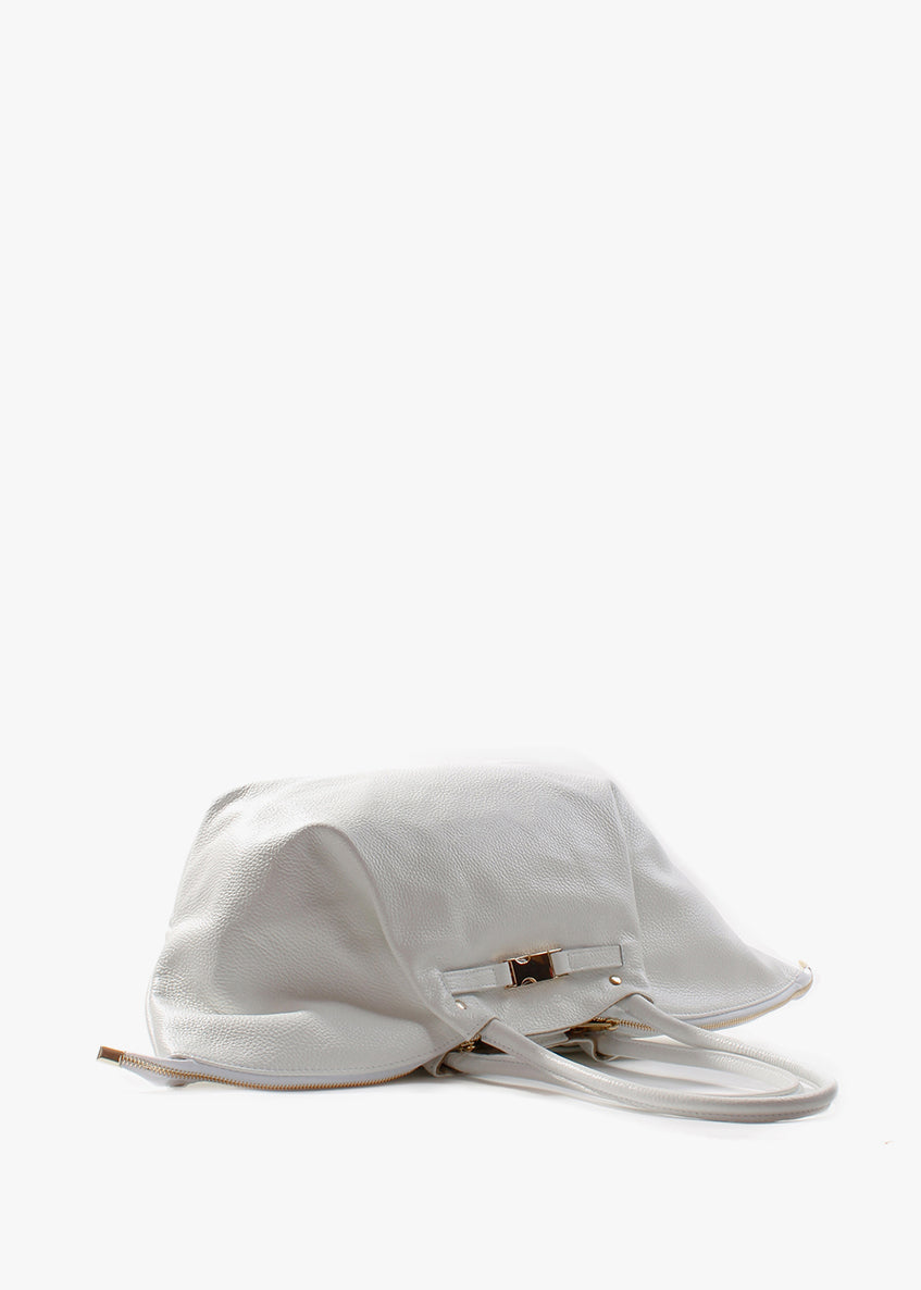 Bolso de hombro de piel italiana Blanco 7366-16-32