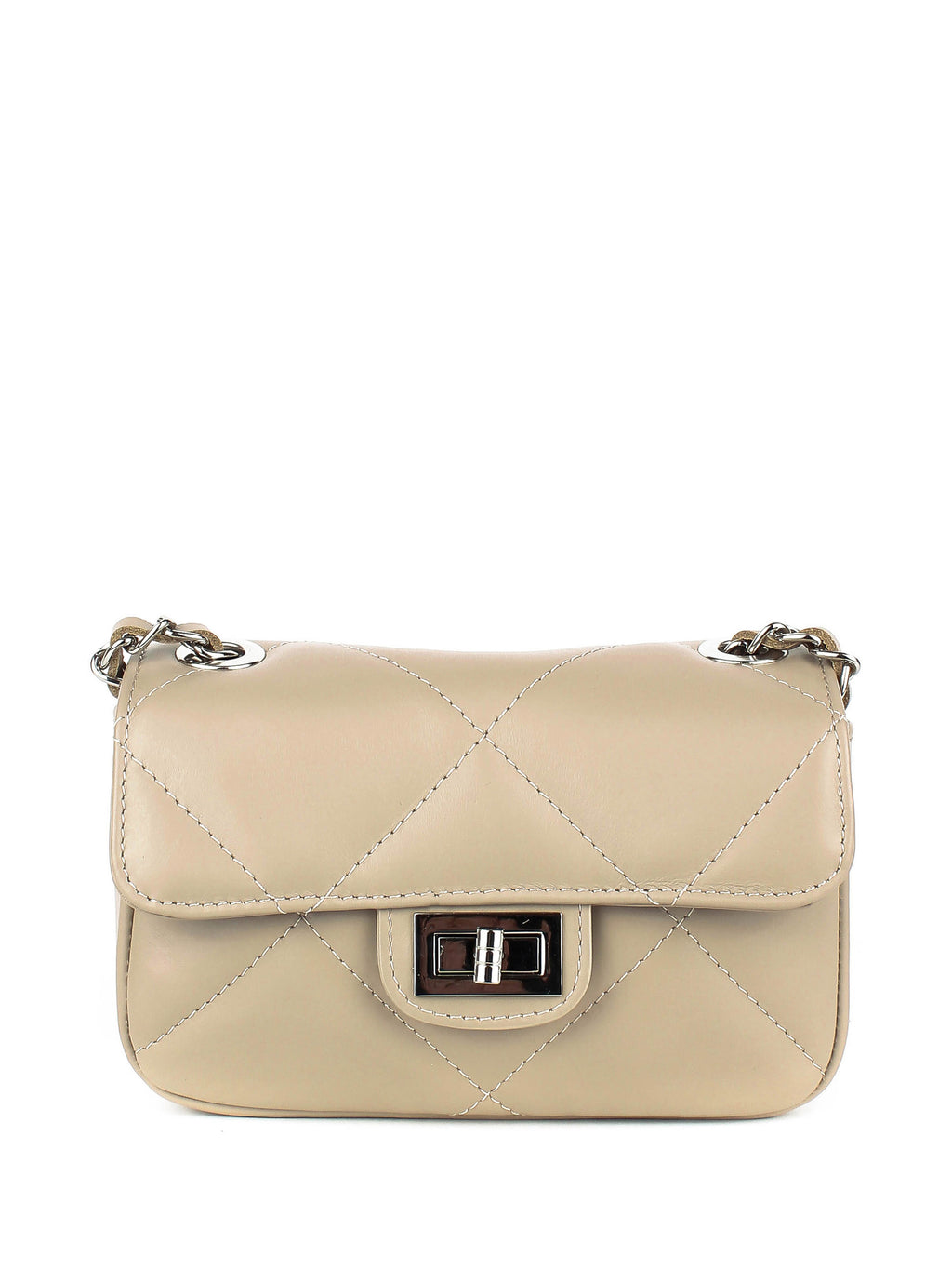 Bandolera de piel italiana Gris, Beige 1293-98-37