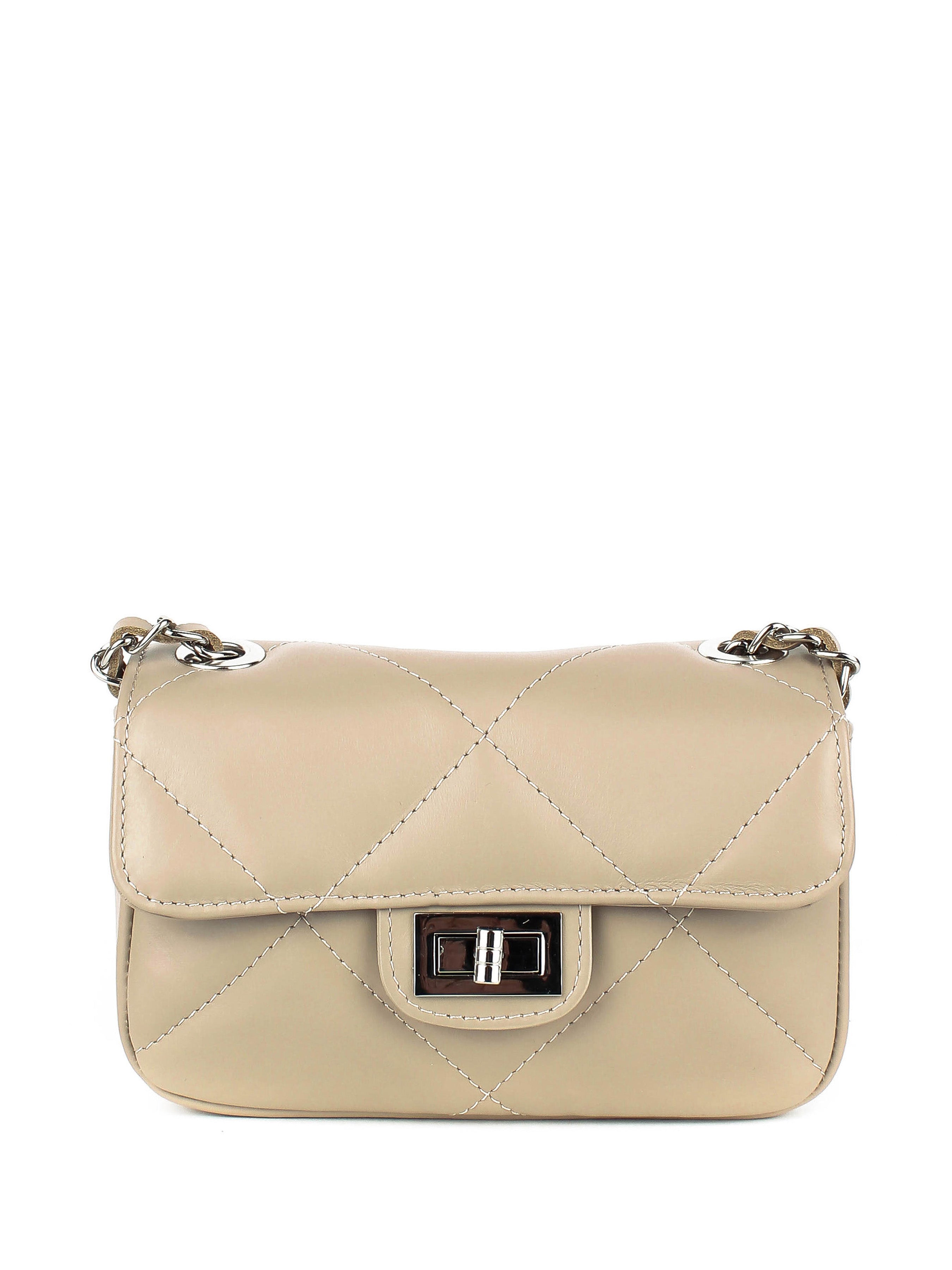 Bandolera de piel italiana Gris, Beige 1293-98-37