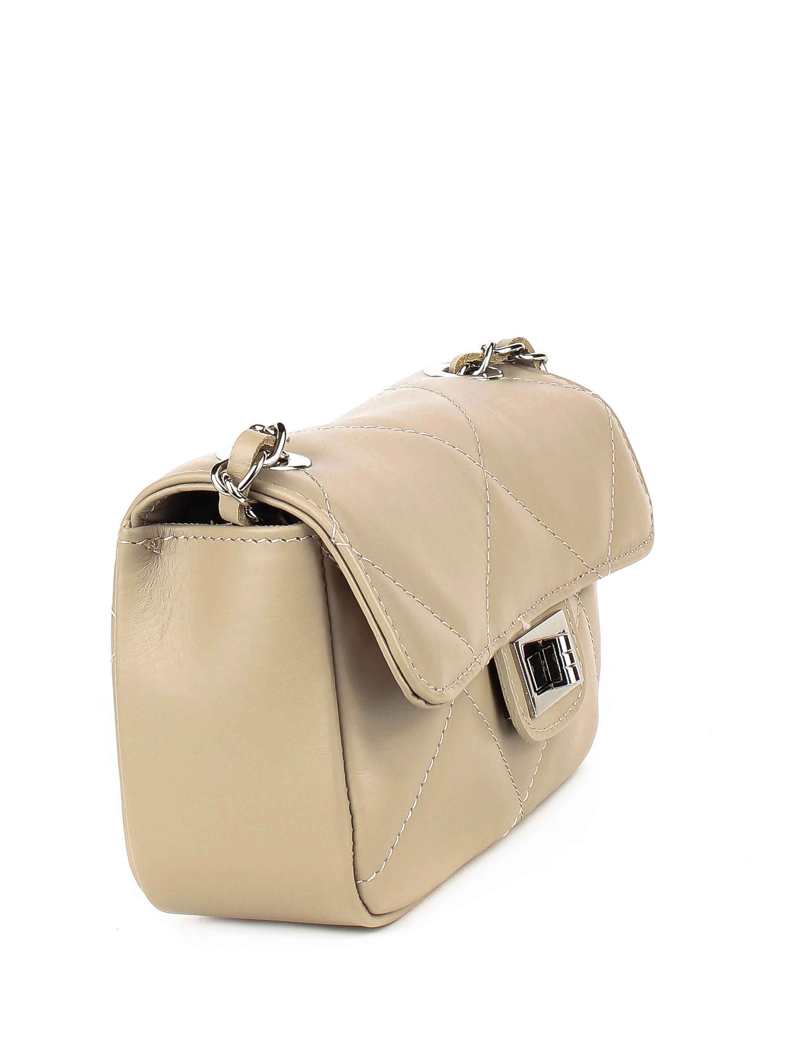 Bandolera de piel italiana Gris, Beige 1293-98-37