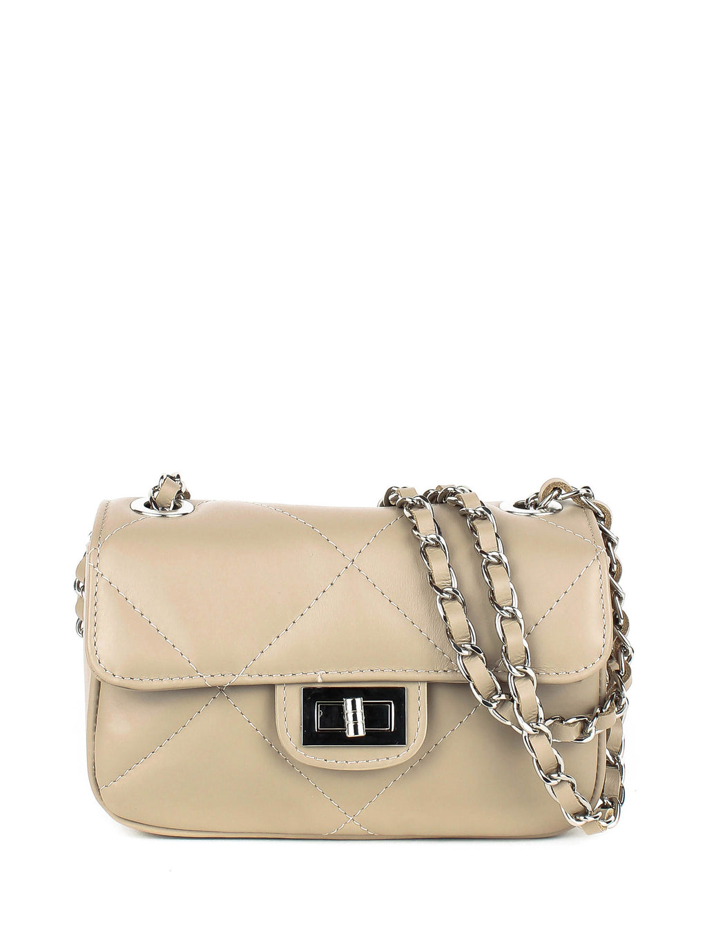 Bandolera de piel italiana Gris, Beige 1293-98-37