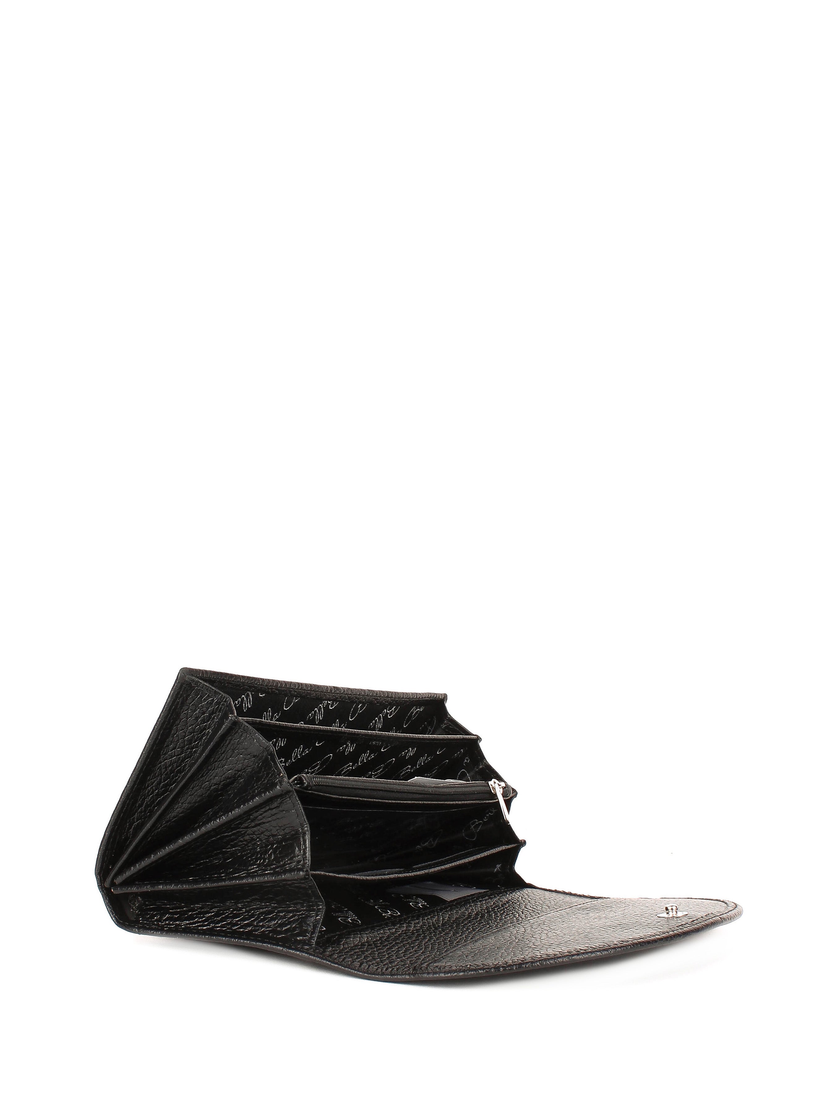 Cartera de piel italiana Negro 733-1