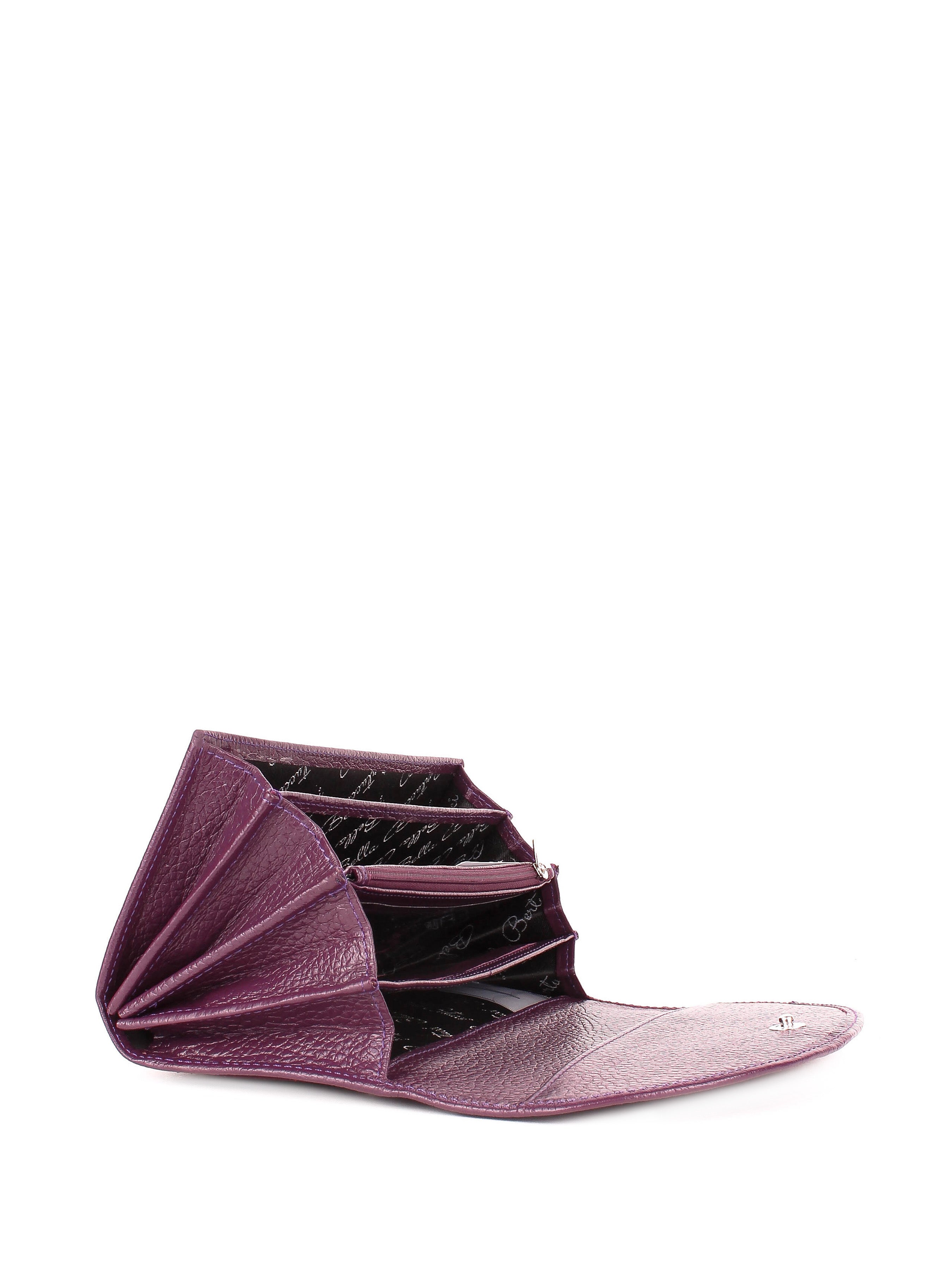 Cartera de piel italiana Morado 733-413