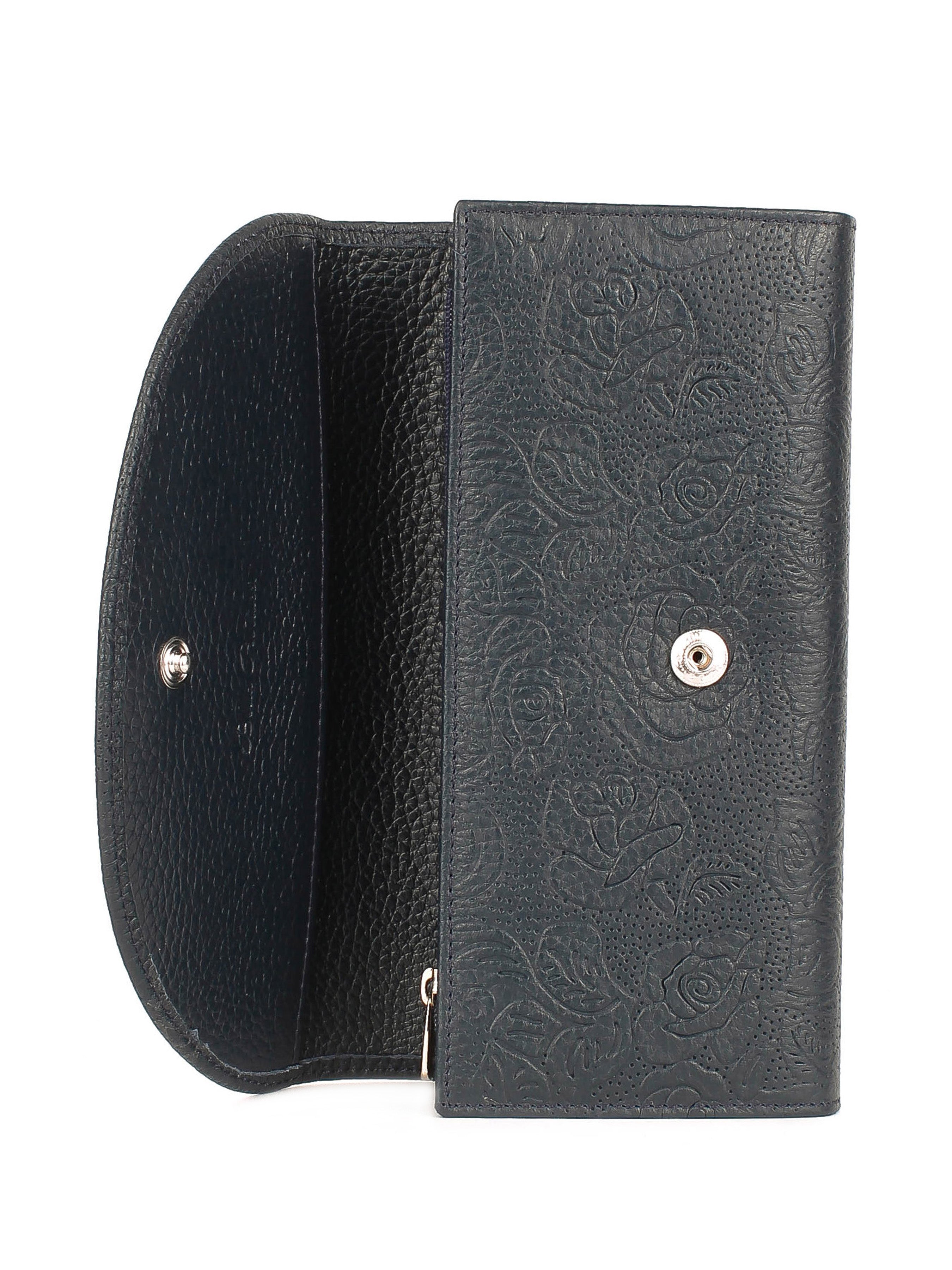 Cartera de piel italiana Azul 733-515