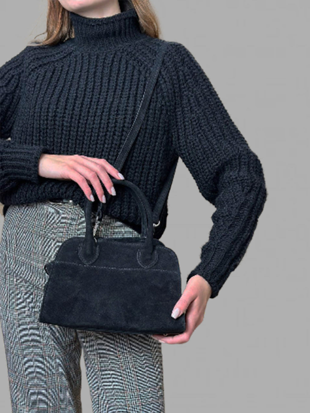 Bolso de mano de piel italiana Negro 5563-05-38