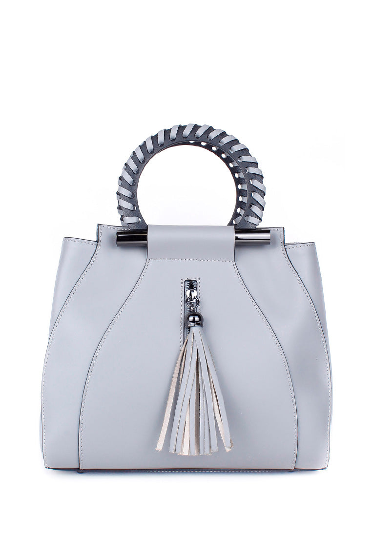 Bolso de mano de piel italiana Organo Gris