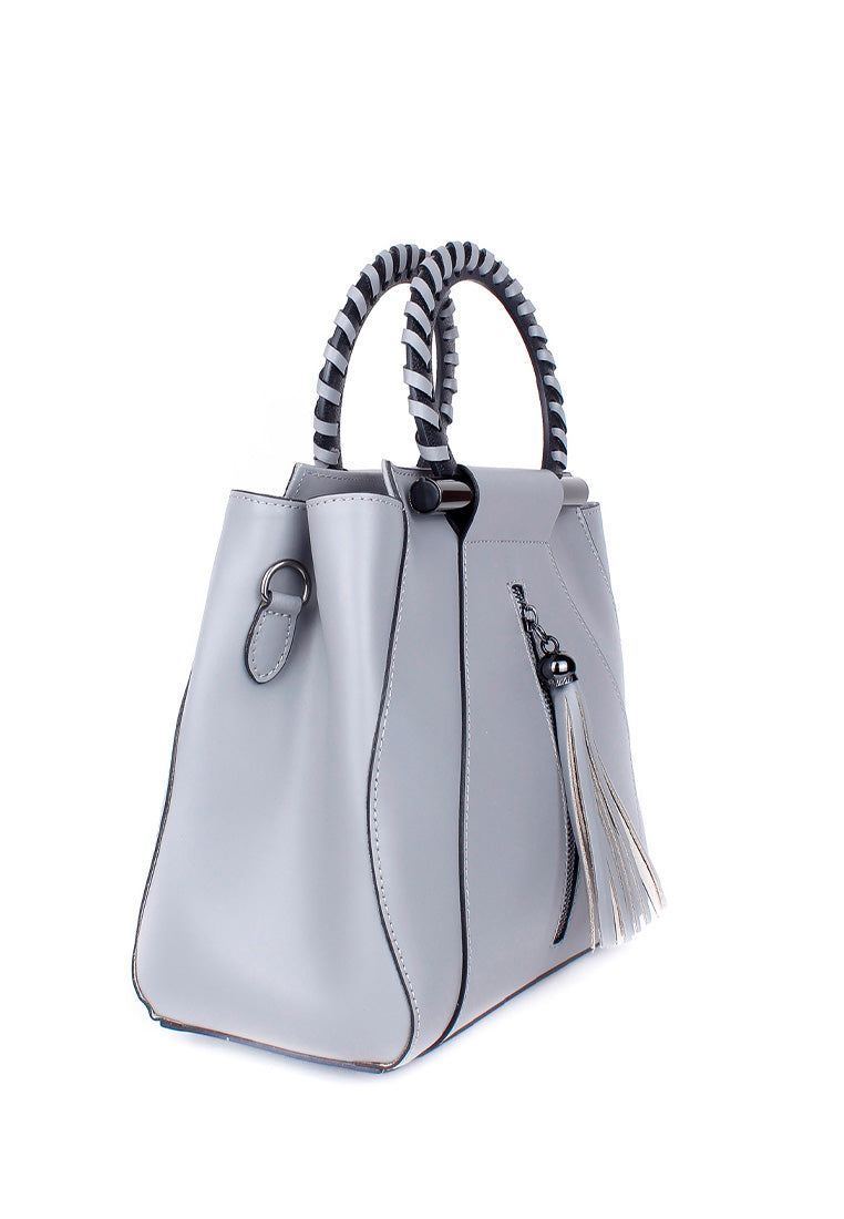 Bolso de mano de piel italiana Organo Gris
