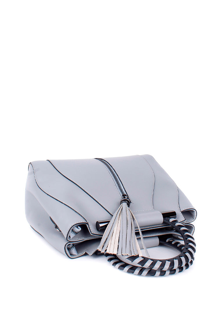 Bolso de mano de piel italiana Organo Gris