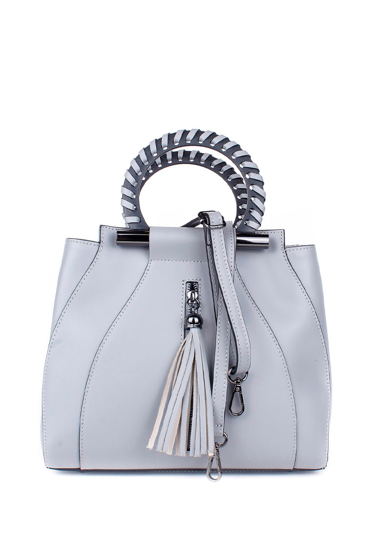 Bolso de mano de piel italiana Organo Gris